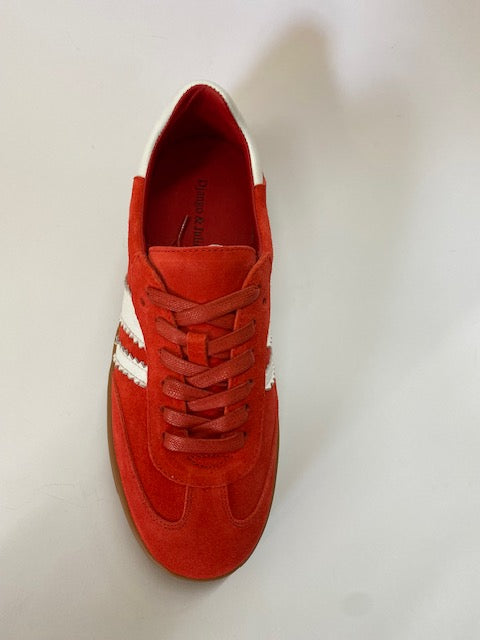 Hanni Leather Suede Sneakers Tomato/ White