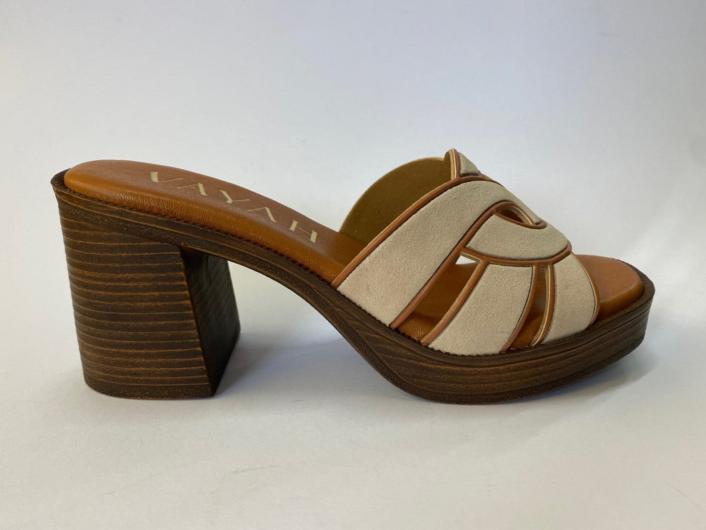 Alicia Block Heel Beige Suede