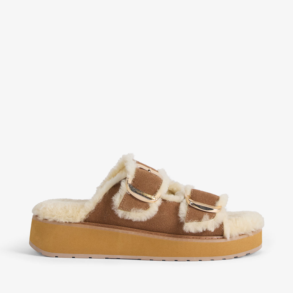 Cabello Sheepskin Slide Chestnut